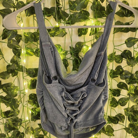 Blue tank top with corset back - Picture 2 of 3